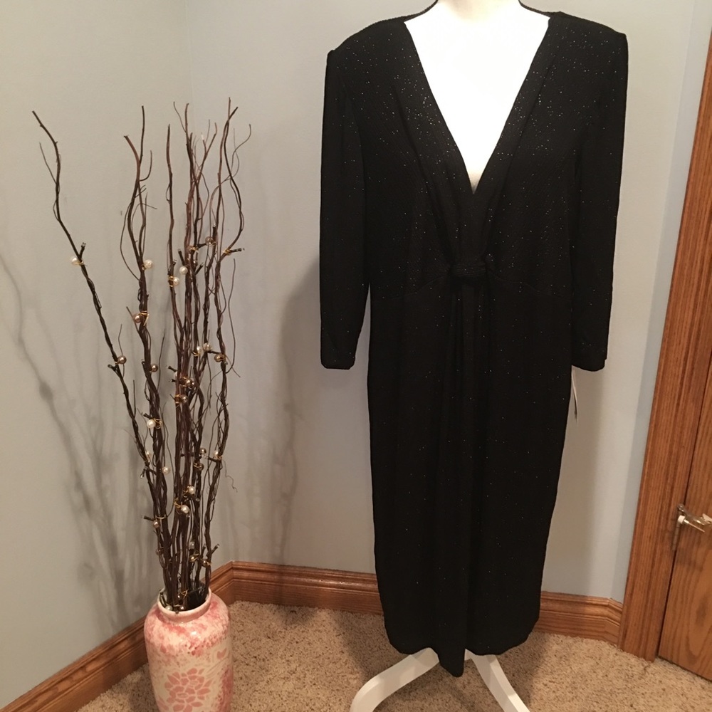 Alex Evenings Black Glitter Evening Gown Size 18w